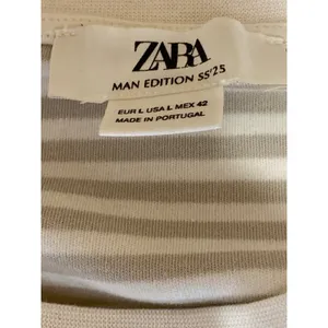 Zara Women's White Gray Striped Crew Neck Long Sleeve Sweatshirt Sweater Top L thumbnail 5