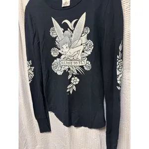 Tinker Bell "Ready to Fly" Black Thermal Long Sleeve/Ladies/M/Disney Lightweight thumbnail 3