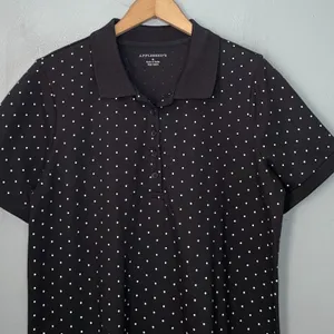 Appleseeds Size Medium Black White Polka Dot Polo Shirt Dress Tennis Prep Sporty thumbnail 2