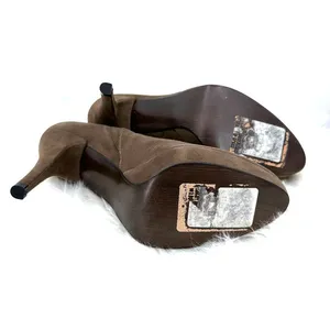 Stuart Weitzman size 6.5‎ M GW94598 platform heeled booties taupe suede thumbnail 8