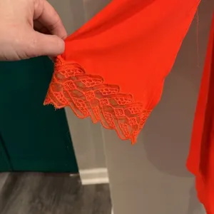 ASTR bright coral lace lined drop back dress - xs thumbnail 4