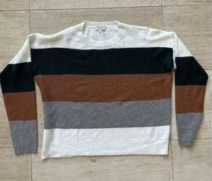 Andree by‎ Units Colorblock Stripe Sweater Dark Green Copper Taupe M thumbnail 1