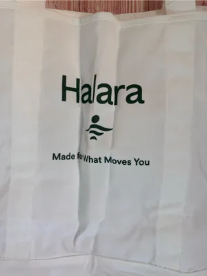 Halara White Logo Green Letter Print Casual Canvas Tote Bag NWT thumbnail 4
