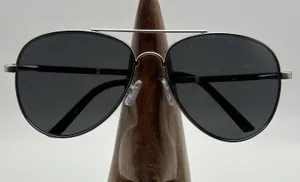 Banana Republic Aviator Sunglasses Silver Frame Black Lenses thumbnail 1