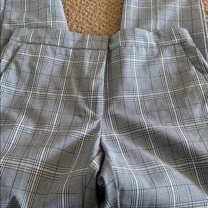Zara Basic White, Blue & Black Plaid Dress Pants Elastic Waist Size M thumbnail 3