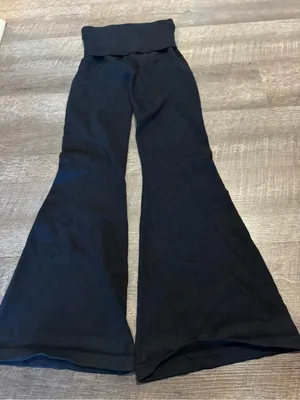 Edikted Black Fold Over Ribbed Knit Flare Pants thumbnail 1
