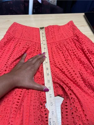 Anthropologie Coral Eyelet Wide Leg Cropped Pants Culottes Orange Red Size 0 thumbnail 13