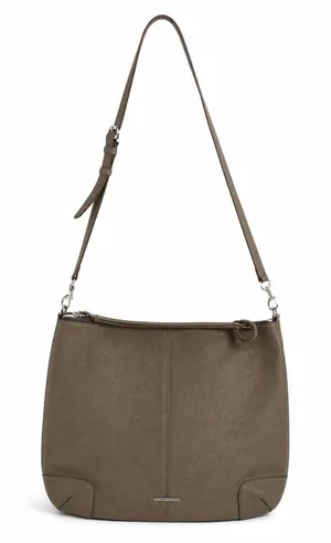 Rebecca Minkoff Reagan Taupe Pebbled Leather Crossbody Hobo Bag Silver Hardware thumbnail 1