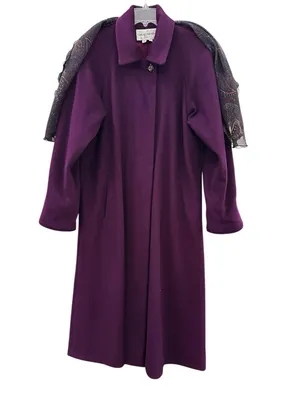 Vintage Casual Corner Purple Wool Long Coat USA Made Trench Scarf Purple Size 8 thumbnail 4