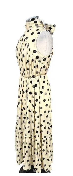 Urban Daizy Maeve Retro Polka Dot Sleeveless Maxi Dress Cream Black Large NWT thumbnail 1