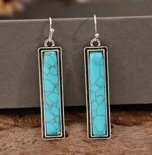 NEW Pair of vintage style BOHO earrings, dangle turquoise earrings, western thumbnail 2