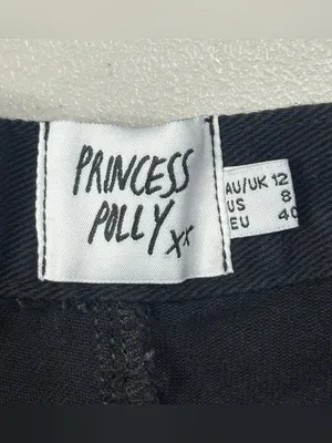 Princess Polly Black High Rise Denim Shorts Women’s AU 12 US 8 Raw Hem Studded thumbnail 3