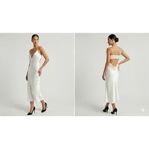 Sachin & Babi Midi Dress Size‎ 6 White Satin Cutout Open Back F1BB052 thumbnail 4