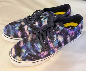 Vans Galaxy Sneakers‎ Women 8.5 Purple Blue Space Print Ortholite Casual Shoes thumbnail 1