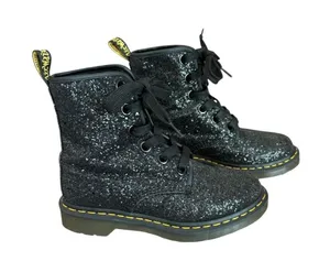 Dr. Martens 1460 Farrah Combat Boots Black Sequins Lace Up Womens 7 thumbnail 1