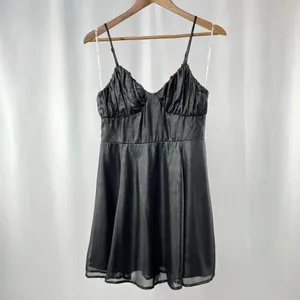 NWT Lulus Catch a Glint Metallic Bustier‎ Mini Skater Dress in Black Size Medium thumbnail 4