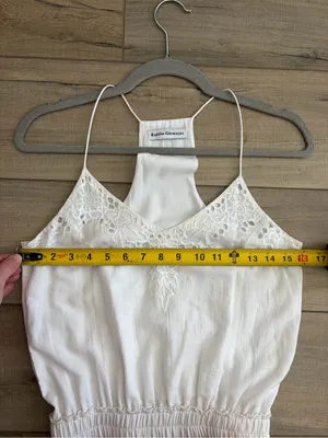 Karina Grimaldi Lucia White Eyelet Sleeveless Tiered Ruffle Skirt Mini Dress S thumbnail 8