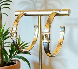 ALLSAINTS Gold Tone Buckle Hoop Earrings - McBling Baddie thumbnail 1