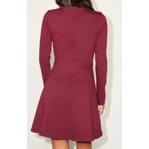 NWT Lulus Size XS Forever Chic Burgundy Maroon Red Long Sleeve Dress Modest thumbnail 2