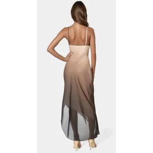 Bebe ombre Gold Boho Midi Sleeveless wedding guest Flowy Resort Dress small NWT thumbnail 4