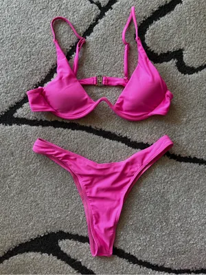 SHEIN Hot Pink Underwire Bikini Set thumbnail 3