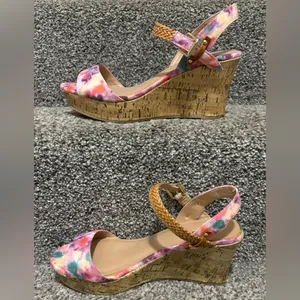 Mix No. 6 Zessi Floral Cork Wedge Sandals Ankle Strap Size 6.5 thumbnail 3