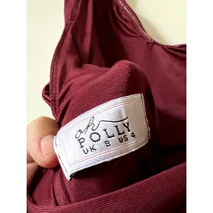 Oh Polly Midi sleeveless Bow detail Dress Burgundy Wine Size 4 thumbnail 7