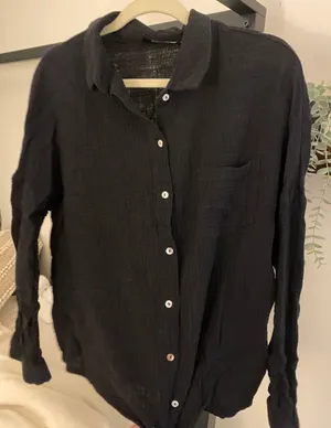 Boutique Linen Button Down Black Size M thumbnail 1