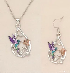 Hummingbird Silver Necklace and Earrings thumbnail 1