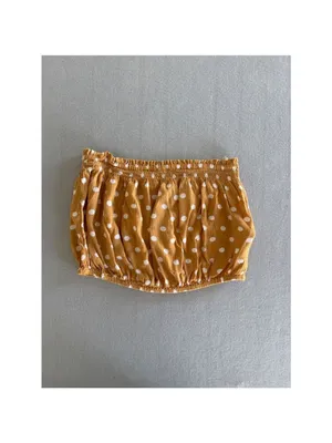 Billabong Tube Top Large Mustard Yellow Polka Dot Smocked Cropped Strapless thumbnail 2