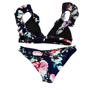 Cupshe Floral‎ Ruffle Bikini Swimsuit Two Piece Bathing Suit Medium thumbnail 5