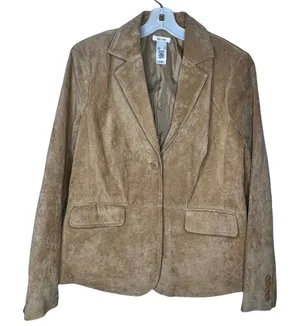 Liz & Co.‎ Suede Blazer Tan Size L thumbnail 1