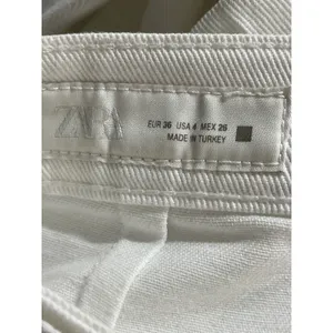 Zara Women's White High Waisted Belted Wide Leg Baggy Palazzo Denim Jeans Size 4 thumbnail 5