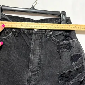 Abercrombie & Fitch Cut Off Shorts Women's 2/26 Black Denim Distressed Zip Fly thumbnail 4