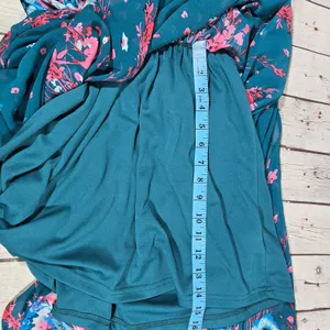 Fate Floral Maxi Dress Teal‎ Blue Pink Spaghetti Strap Elastic Waist M Halter thumbnail 15