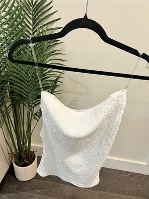 White Cowl Neck Textured Cami Top thumbnail 4