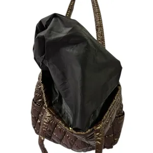 Source Unknown Brown Puffer Quilted Tote Bag Shoulder Bag 14 x 12 x 3.5 Inches thumbnail 8