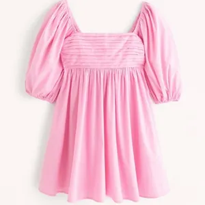 Abercrombie Puff Sleeve Emerson Mini Dress Pink thumbnail 2