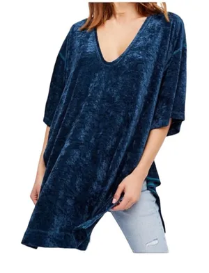 We the Free womens XS oversized velour tunic shirt dress cute casual holiday ant thumbnail 1