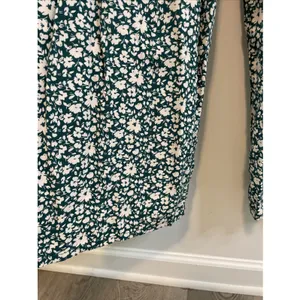 As You Wish XL Teal Floral Wide Leg Jumpsuit Puff Sleeve Boho Romper‎ thumbnail 2