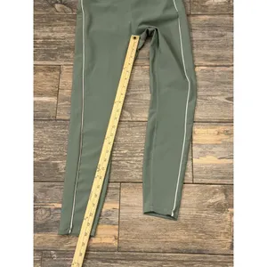 Wilo‎ The Label Sage Green Ribbed High Waisted Leggings White Piping Size Medium thumbnail 8