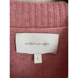 Brochu Walker Layered Look Cashmere Sweater Womens L Pink White Crewneck thumbnail 9