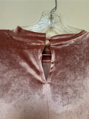 Hayden Dusty Rose Velvet Pleated Midi Dress L Cottagecore Romantic Prairie Boho thumbnail 5