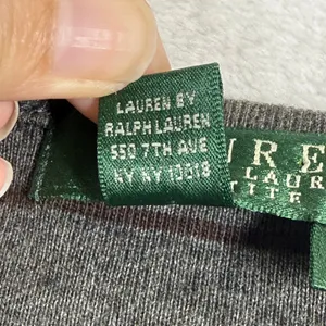 Lauren‎ Ralph Lauren Petite Gray Striped Button Shoulder Long Sleeve Top PL thumbnail 6