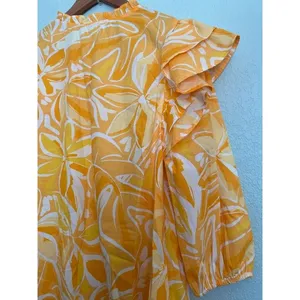 Sugarlips Floral Ruffle Mini Dress Yellow Size M Cotton thumbnail 4