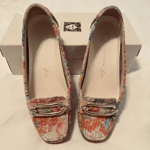 Anne Klein Flex Pink Snakeskin‎ Loafers Women’s 6M silver buckle mocassin flats thumbnail 1