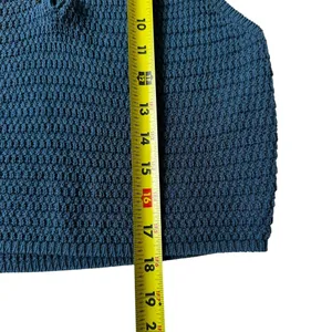 Zara Blue Knit Crochet Crop Top Women Size Medium | 70-13 thumbnail 7