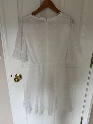 Simplee 1/2 sleeve mini white lace dress in M thumbnail 3