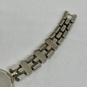 Vintage Regent watch women silver tone 24mm mop dial rhinestones size 7” running thumbnail 7