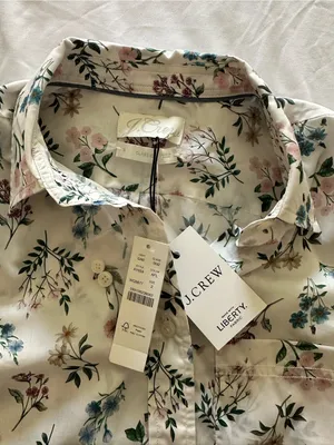 J. Crew Liberty Fabric White Floral Button Down Blouse NWT Size 2 XS thumbnail 5